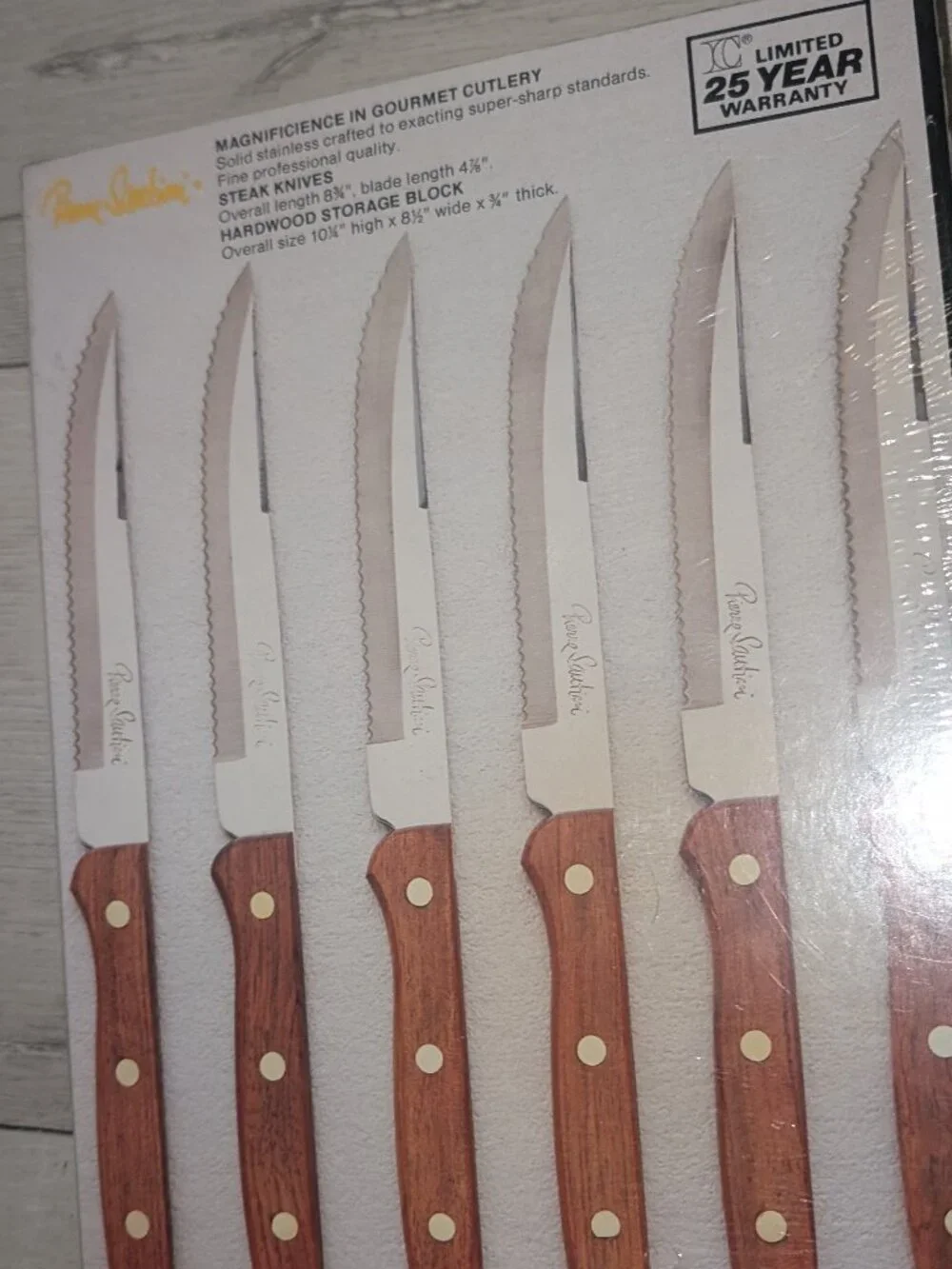 Vintage NOS Sealed Pierre Santini Steak 6 Piece Knife Set In Storage Block